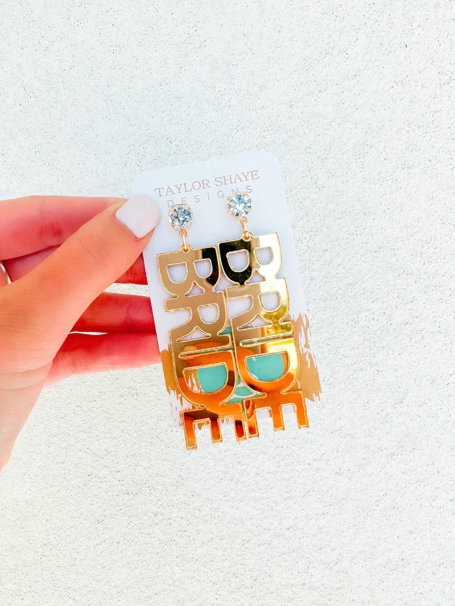 Gold Mirror Bride Earrings