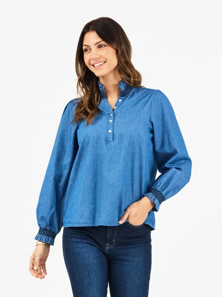 Kimberly Long Sleeve Chambray Top