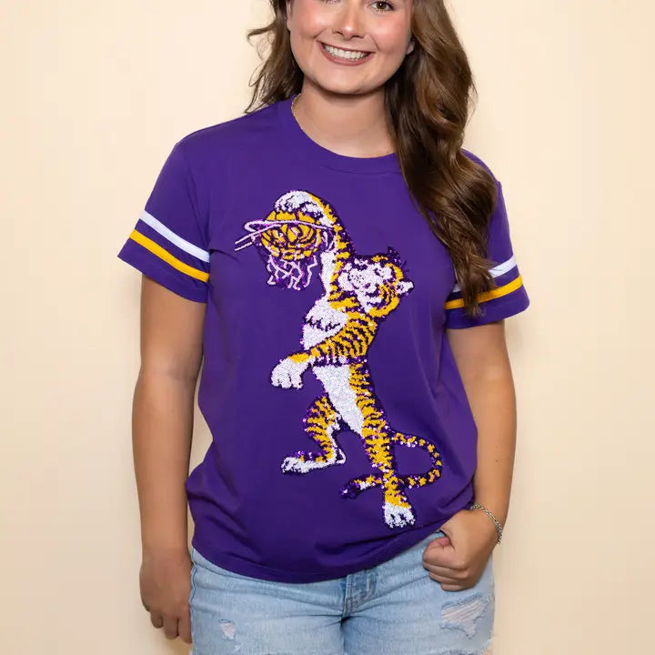 LSU Vintage Basketball Sequin Tee