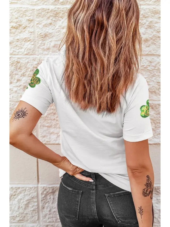 Sequin Lucky Clover Tee