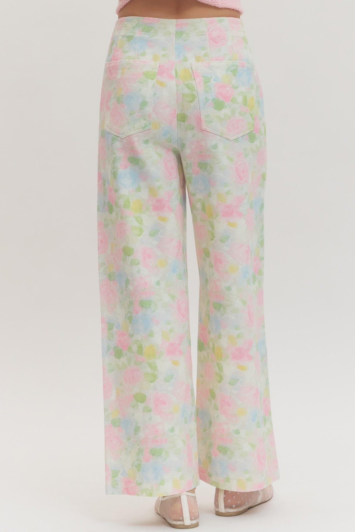 Amanda Pastel Floral Wide Leg Pants