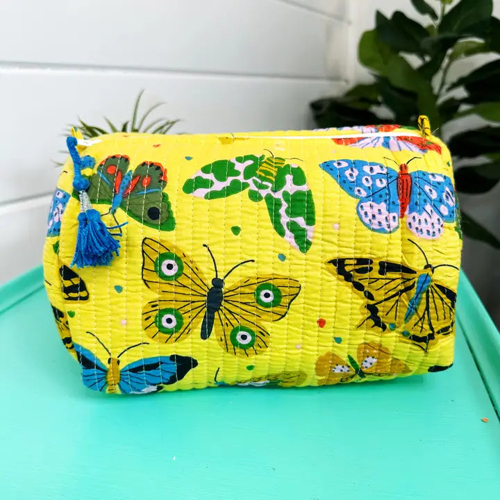 Quilted Butterfly Cosmetic Bag