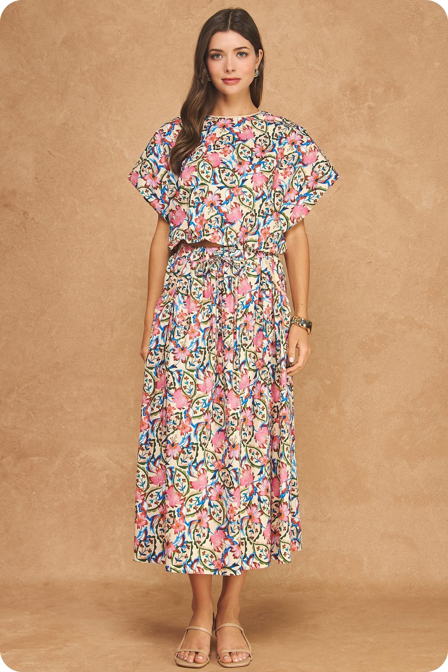 Bliss Bubble Hem Top & Midi Skirt Set