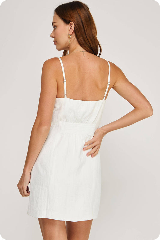 Tailored Button Front Lapel Mini Dress