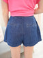 Pleated Denim Shorts