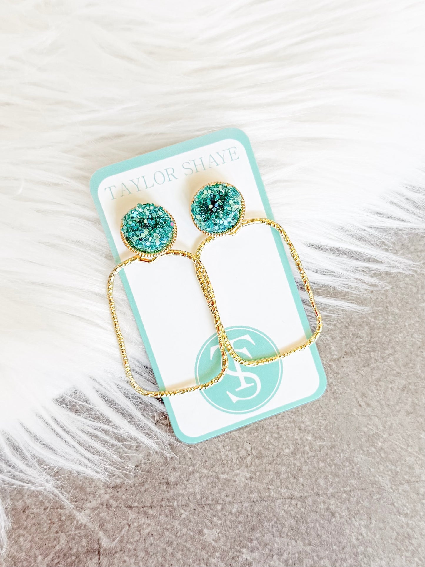 Glitter Top Rectangle Hoops