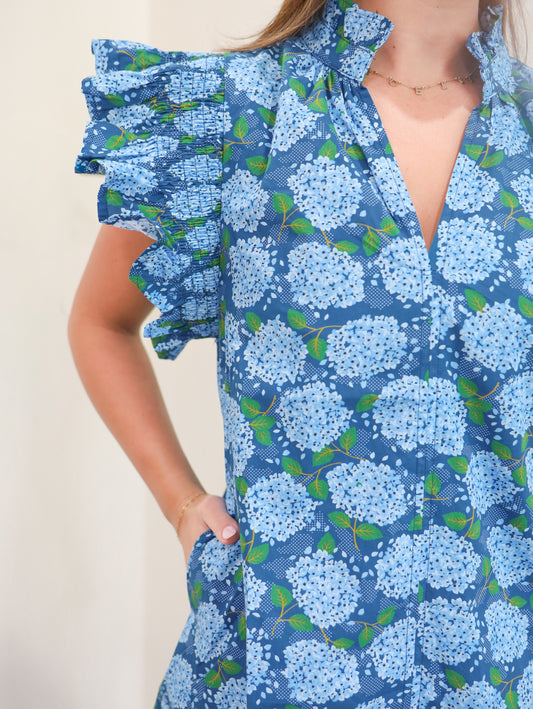 Audrey Floral Flutter Sleeve Mini Dress