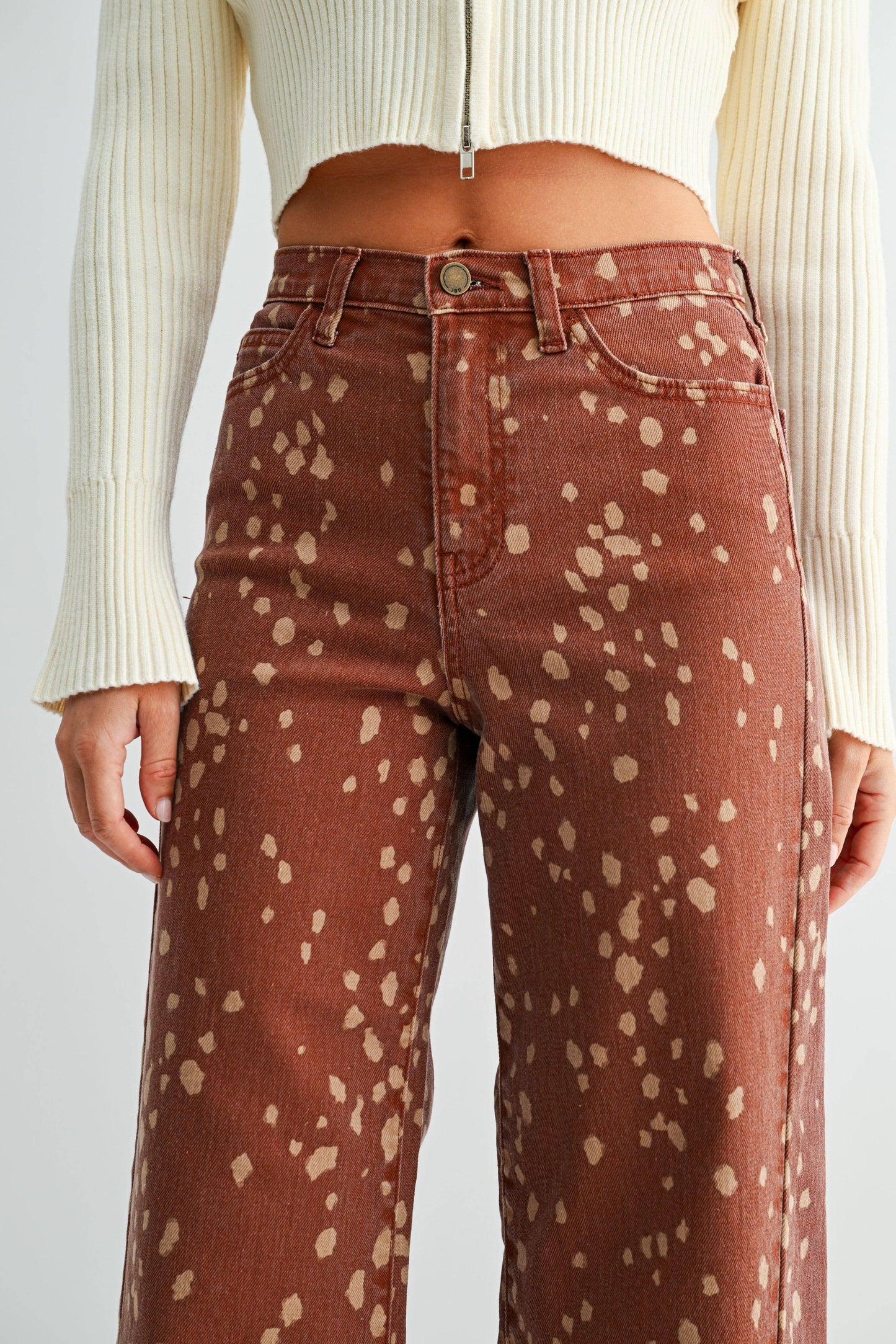 Deer Print Barrel Jeans