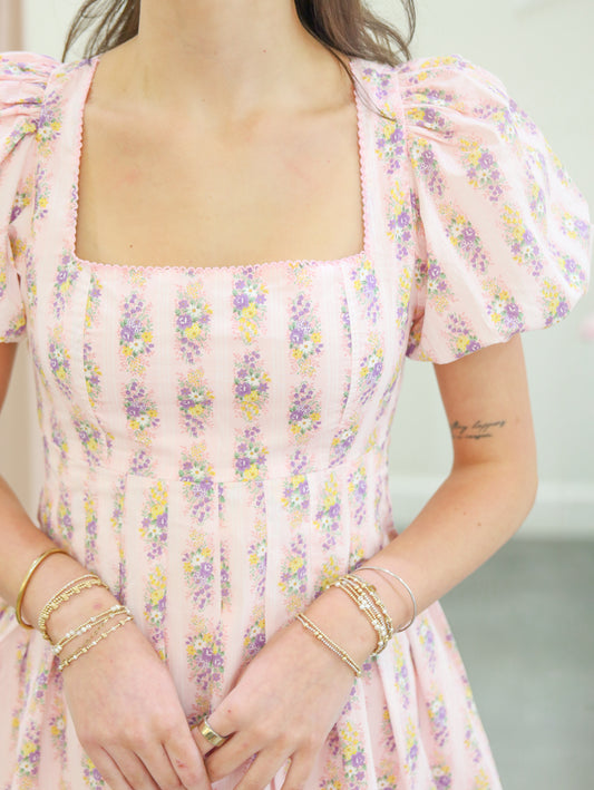 Jolie Square Neck Puff Sleeve Floral Mini Dress