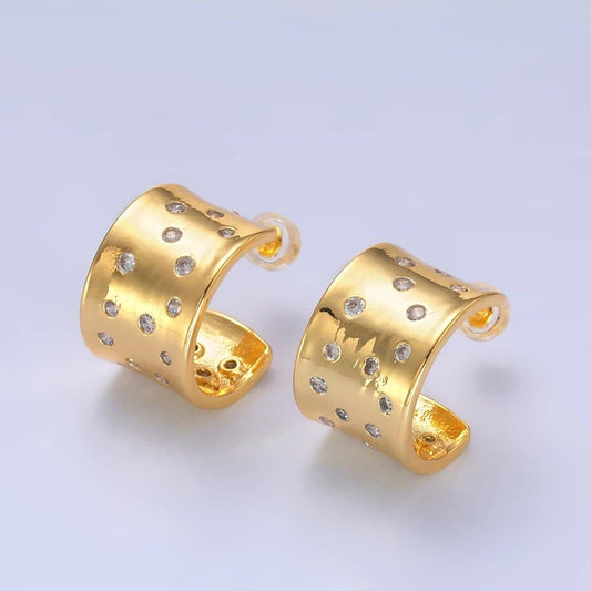 Dotted Wide C-Shaped Hoop Earrings