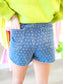 Polka Dot Pleated Denim Shorts