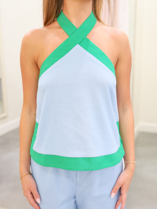 Hollyn Wide Leg Contrast Hem Pants and Top Set