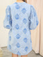 Gabriella Embroidered 3/4 Sleeve Mini Dress