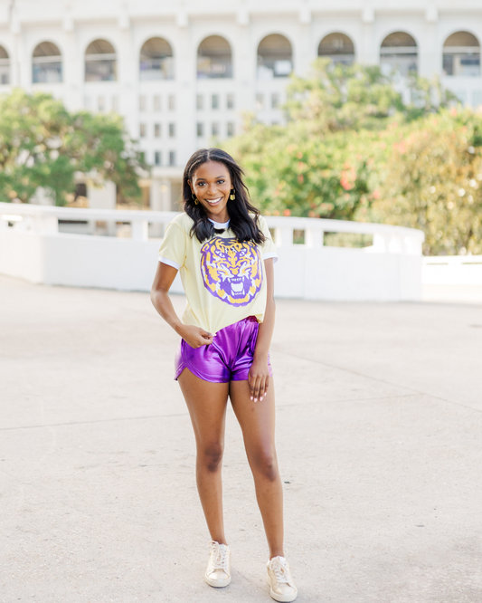 Sequin Tiger Face Yellow Tee