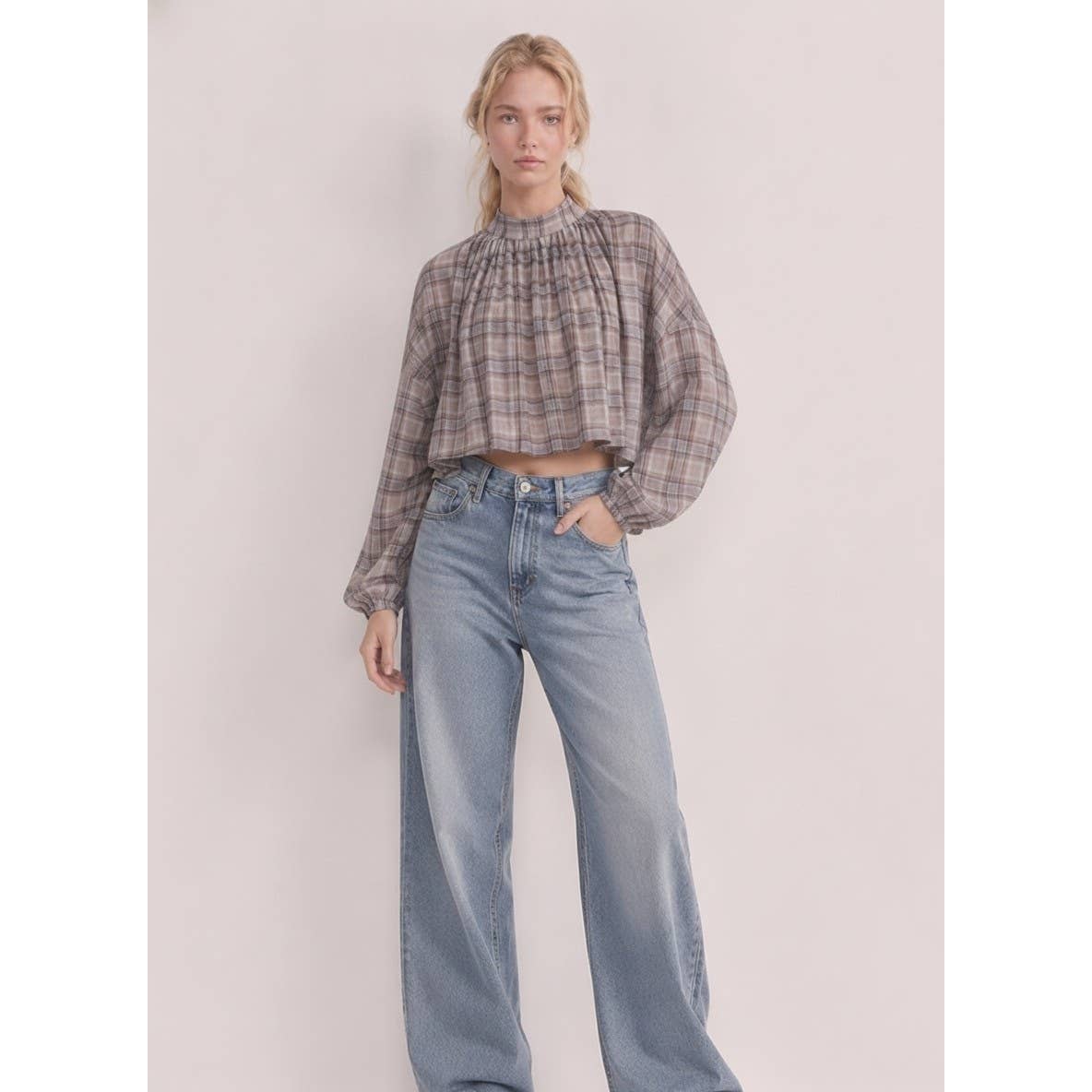 Perri Plaid Cape Top