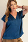 V Neck Placket Shirring Top