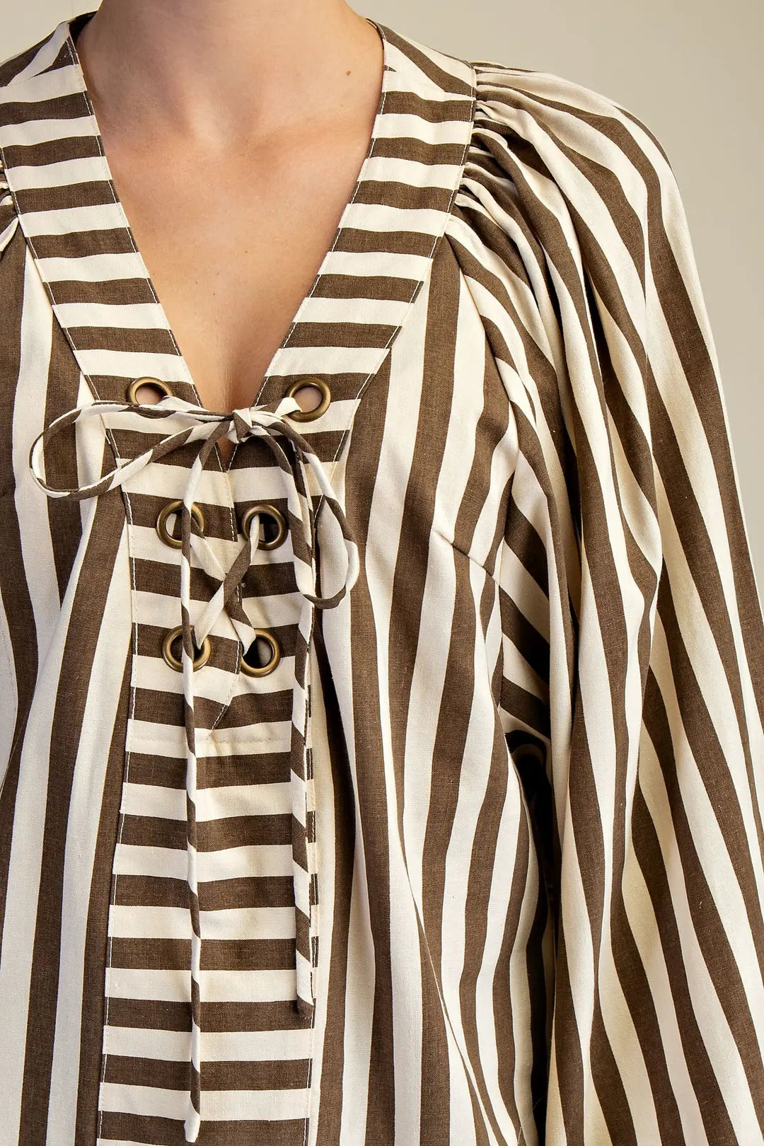 Dolman Lace-Up Blouse