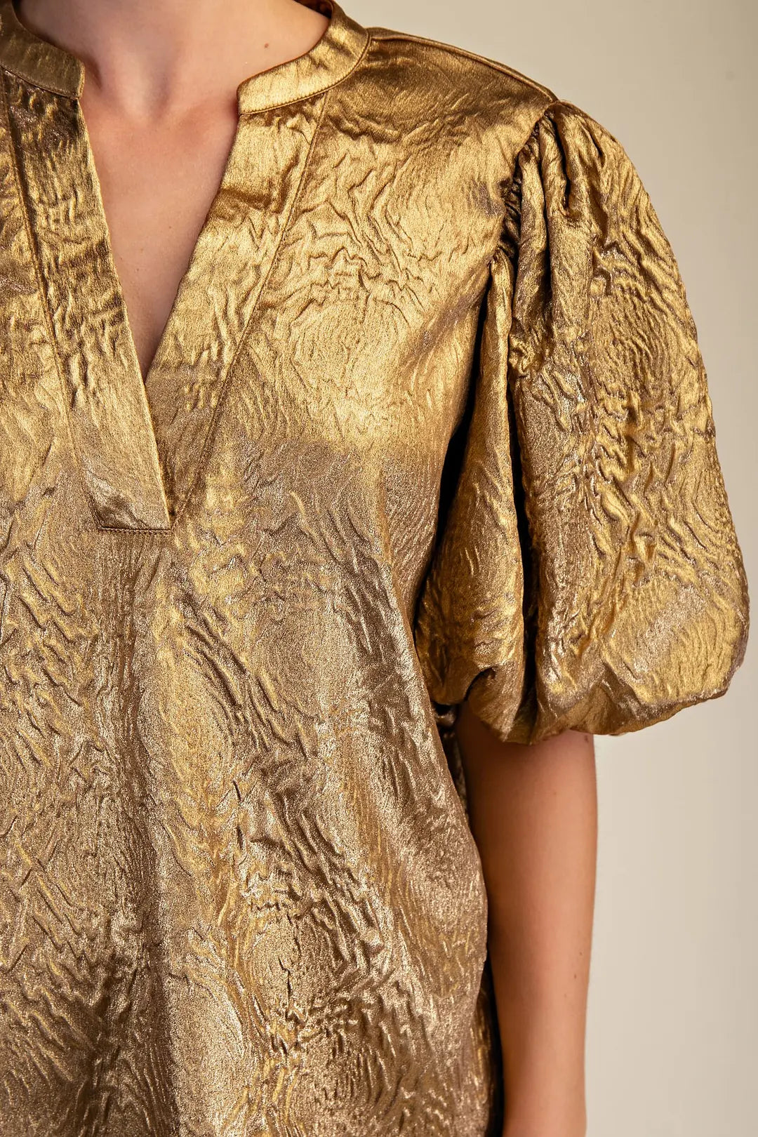 V Neck Puff Sleeve Top