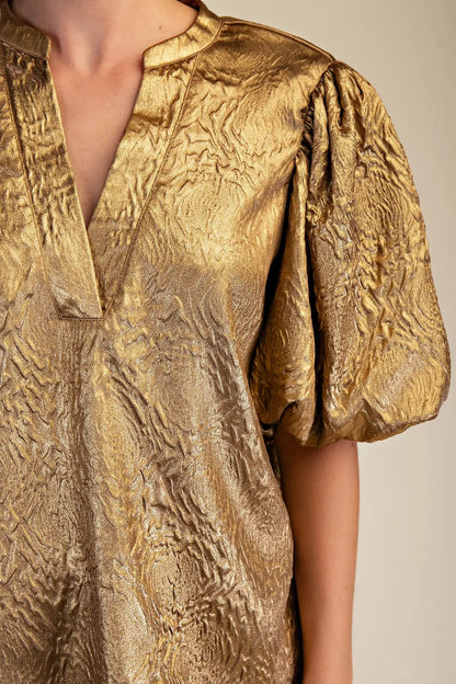 V Neck Puff Sleeve Top