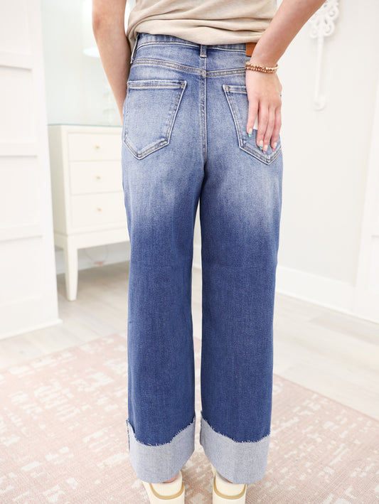 High Rise Crop Wide Leg With Cuff