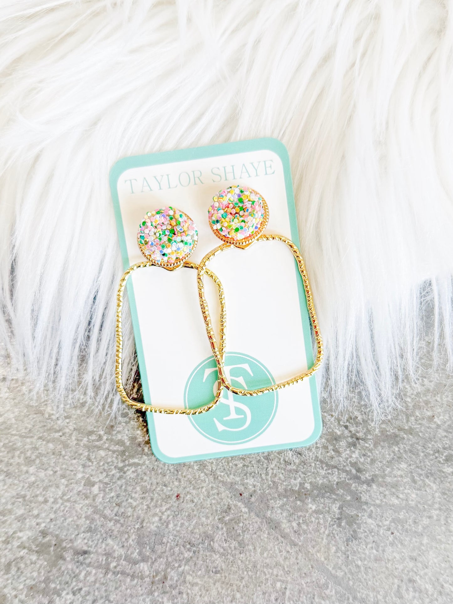 Glitter Top Rectangle Hoops