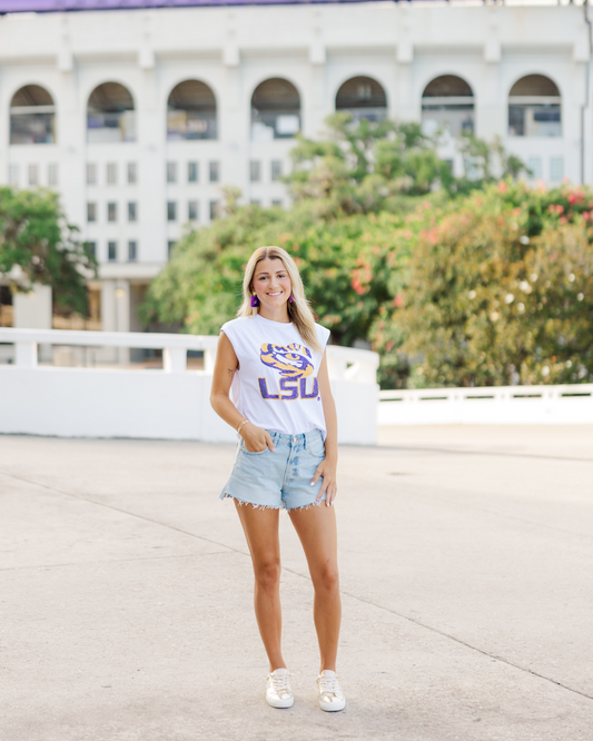 Sequin LSU Tiger Eye Tank