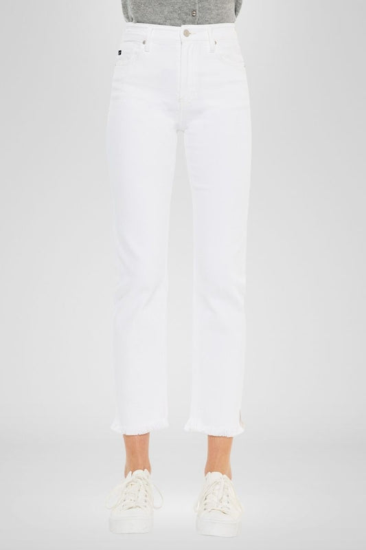 High Rise White Slim Straight