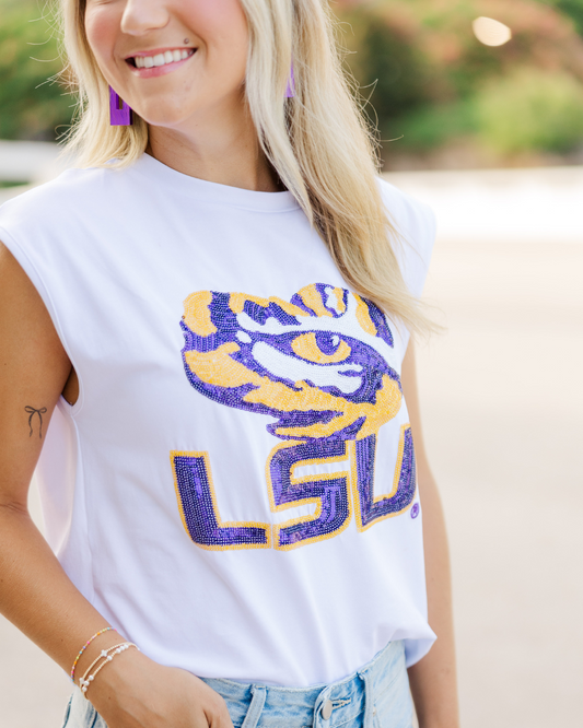 Sequin LSU Tiger Eye Tank