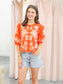 Juliana Embroidered Scallop Hem Top