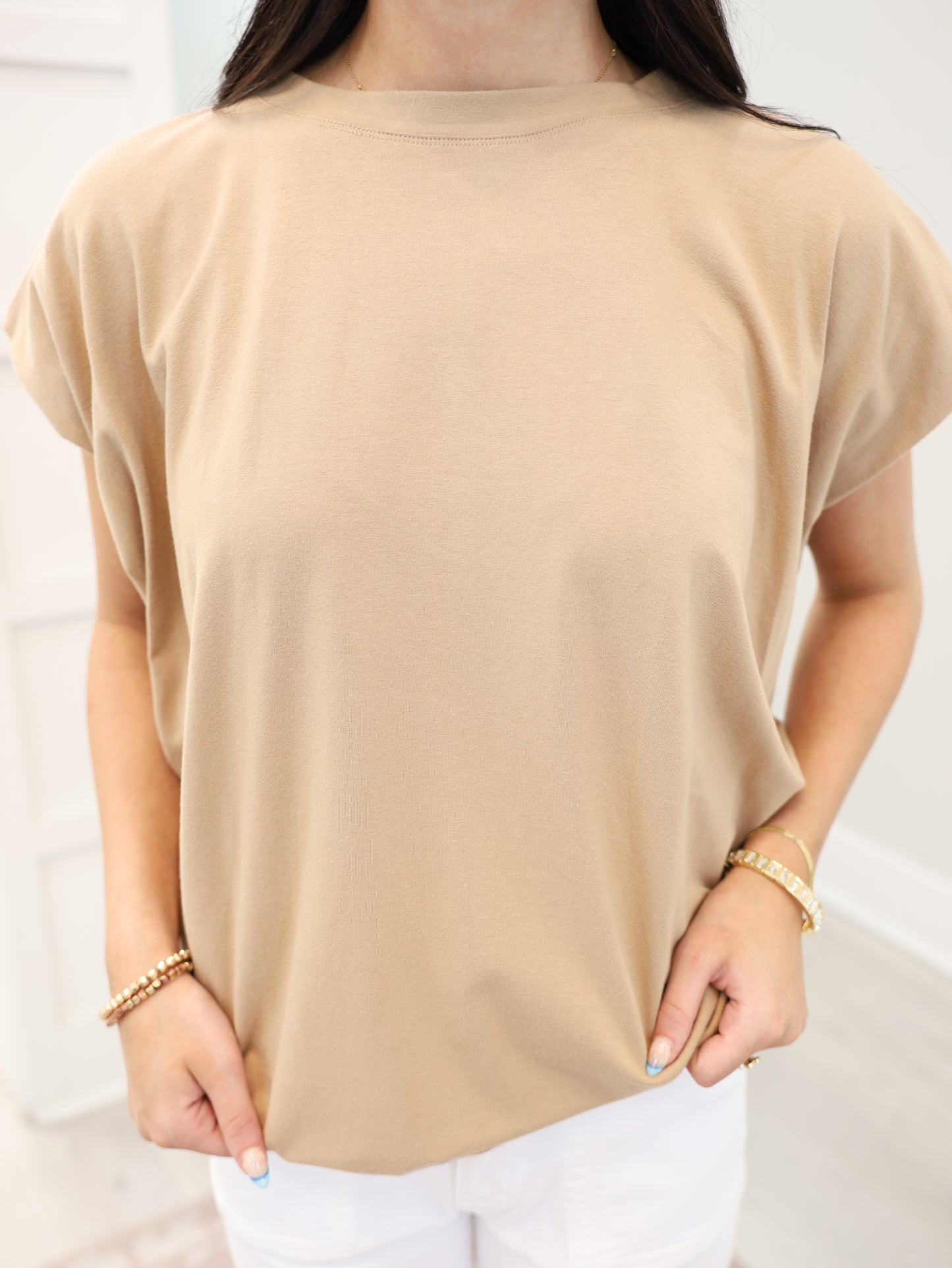 Cotton Spandex Cap Sleeve Top