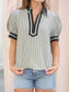 Ari Striped Contrast Binding Collared Top