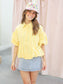 Lola Pleated Puff Sleeve Bubble Hem Top