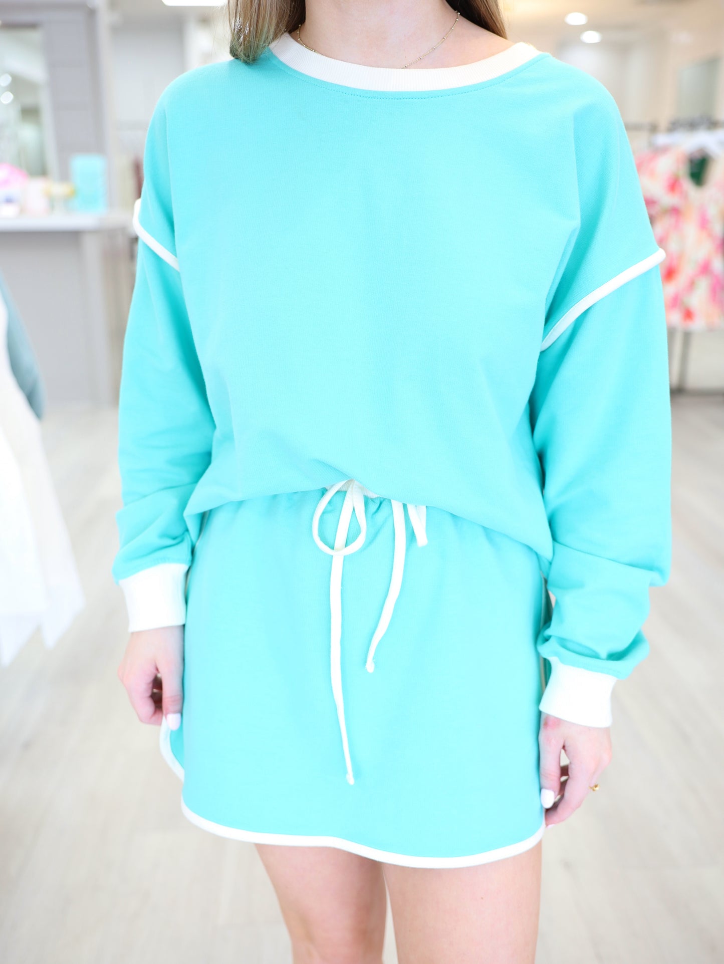 Drop Shoulder Pullover & Skorts Set