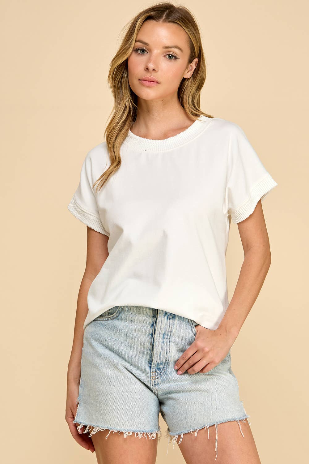 Ribbed Trim Top