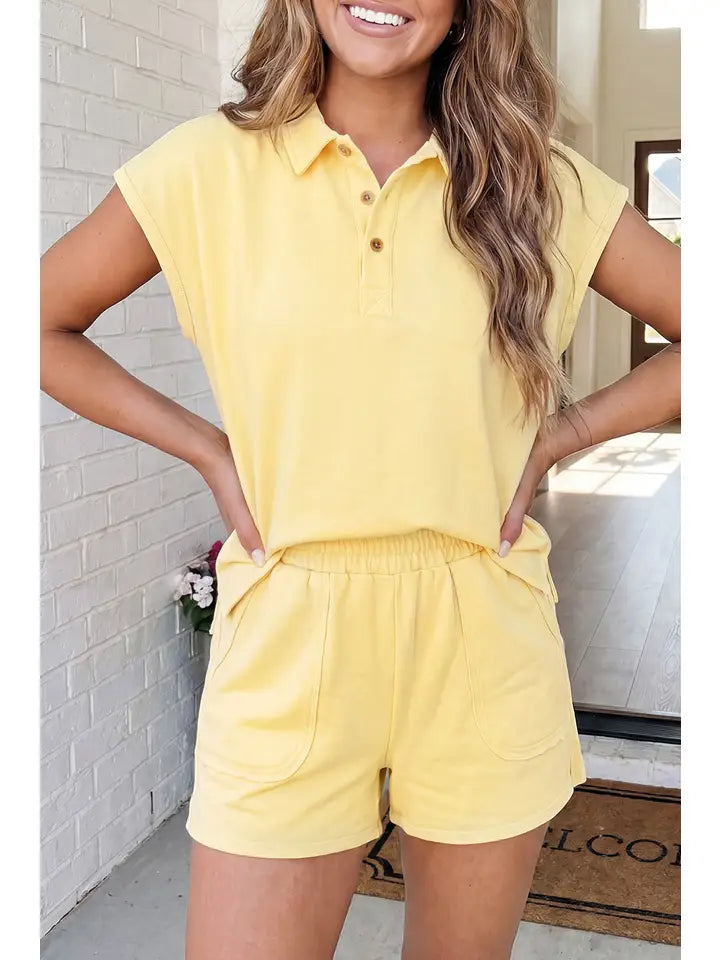 Larissa Polo Top & Shorts Knit Set