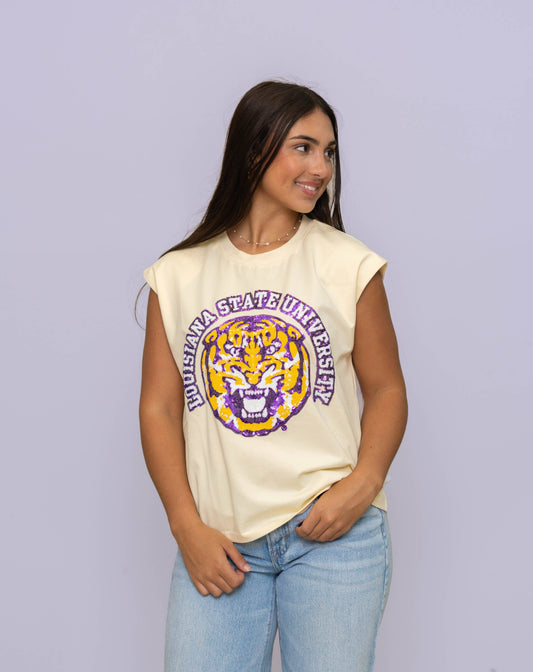 LSU Sequin Boxy Tank
