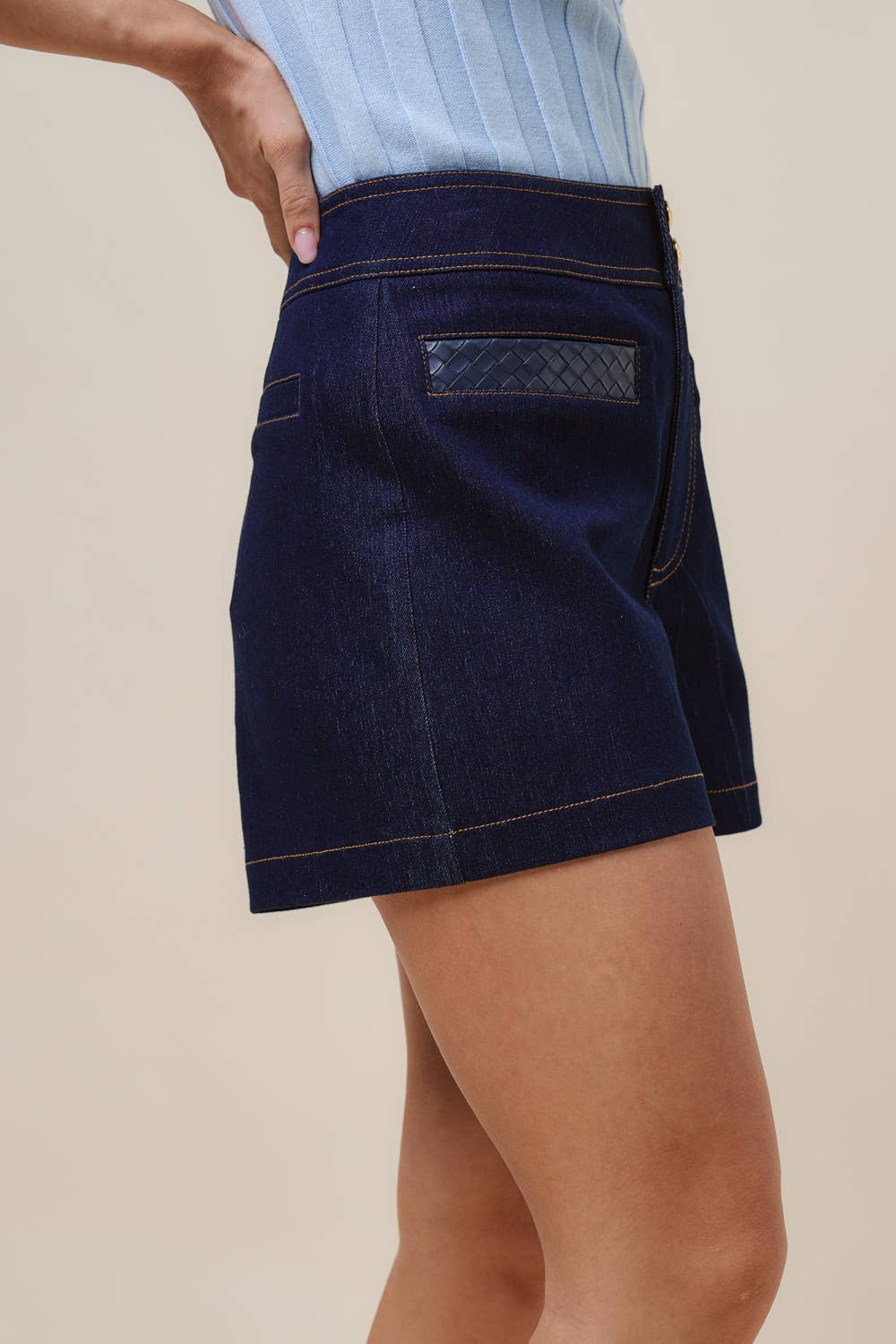 Jolie Braided Denim Shorts
