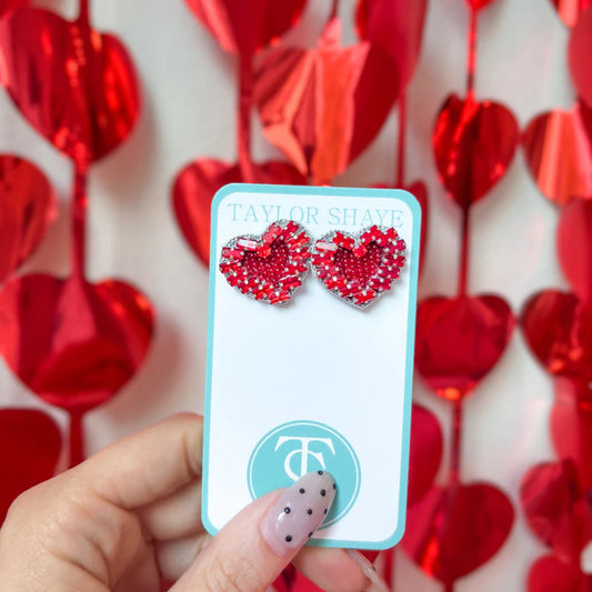 Beaded Heart Studs