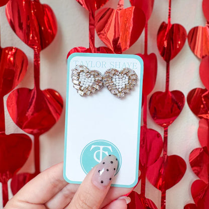 Beaded Heart Studs