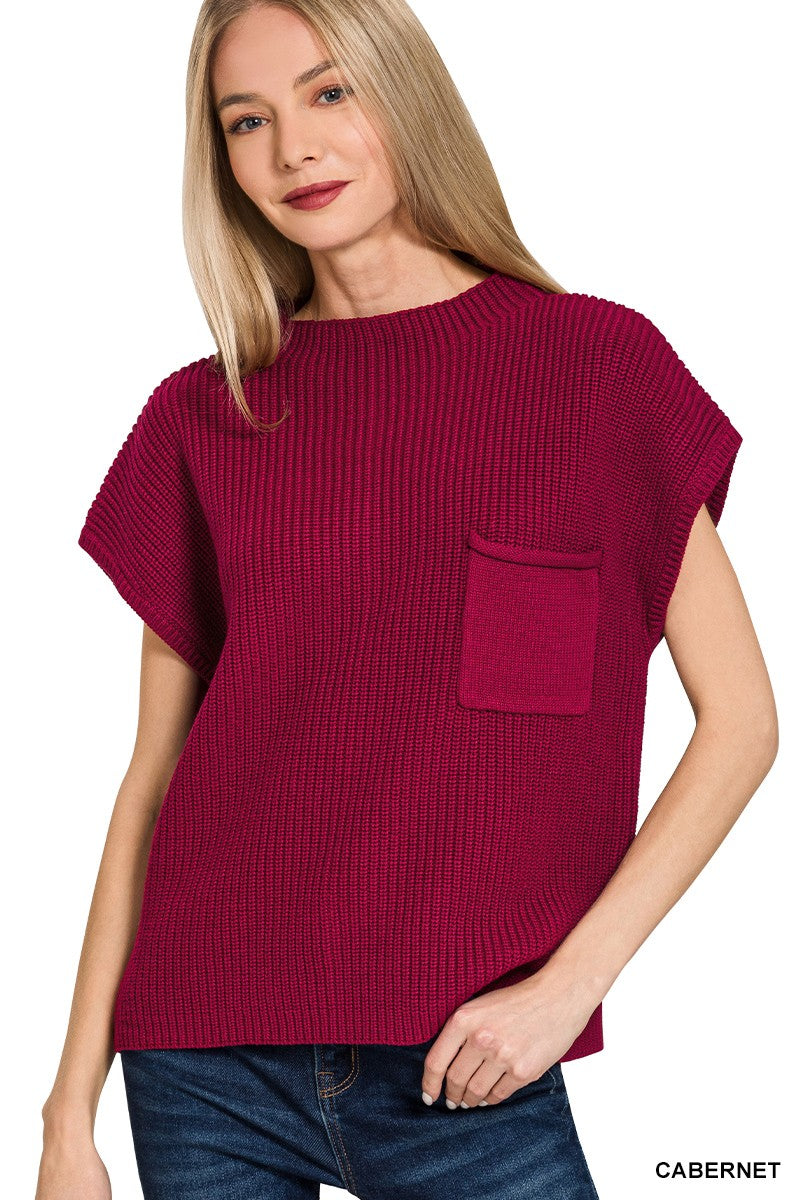 Mock Neck Short Sleeve Sweater