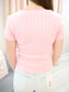 Ribbed Short Sleeve Buttoned Top