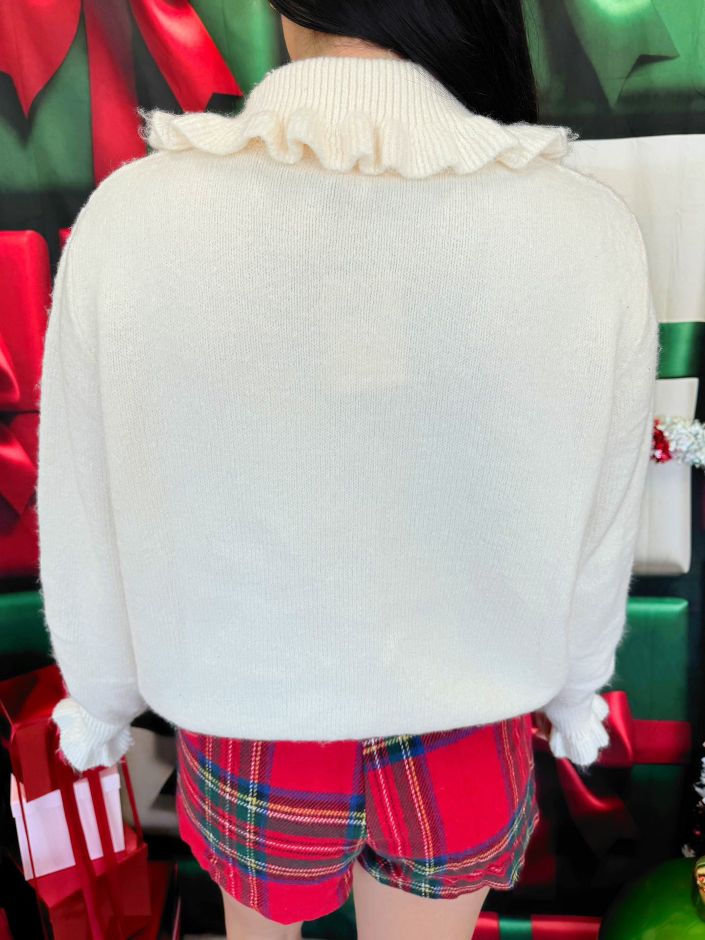 Ruffle Collar Button Down Cardigan