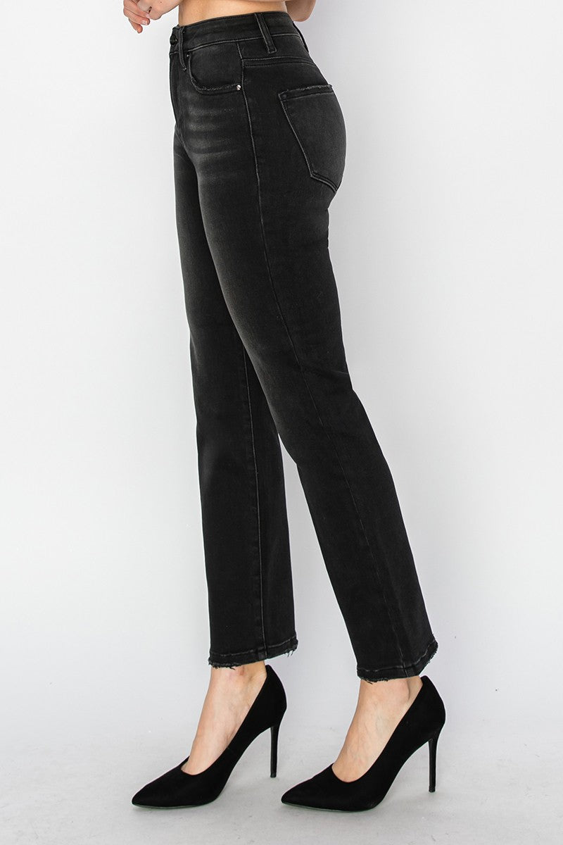 High Rise Crop Straight Leg Jeans