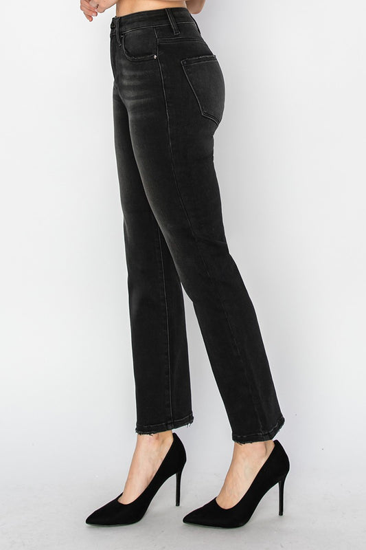 High Rise Crop Straight Leg Jeans