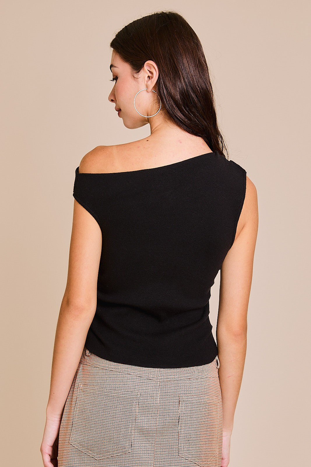 Asymmetrical Neck Sweater Top