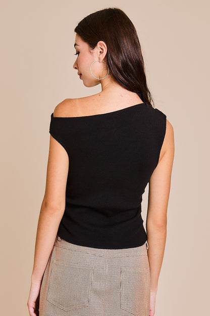 Asymmetrical Neck Sweater Top