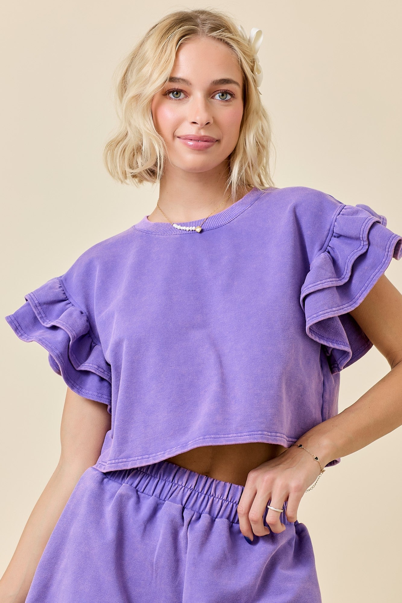 Ruffle Boxy Terry Top