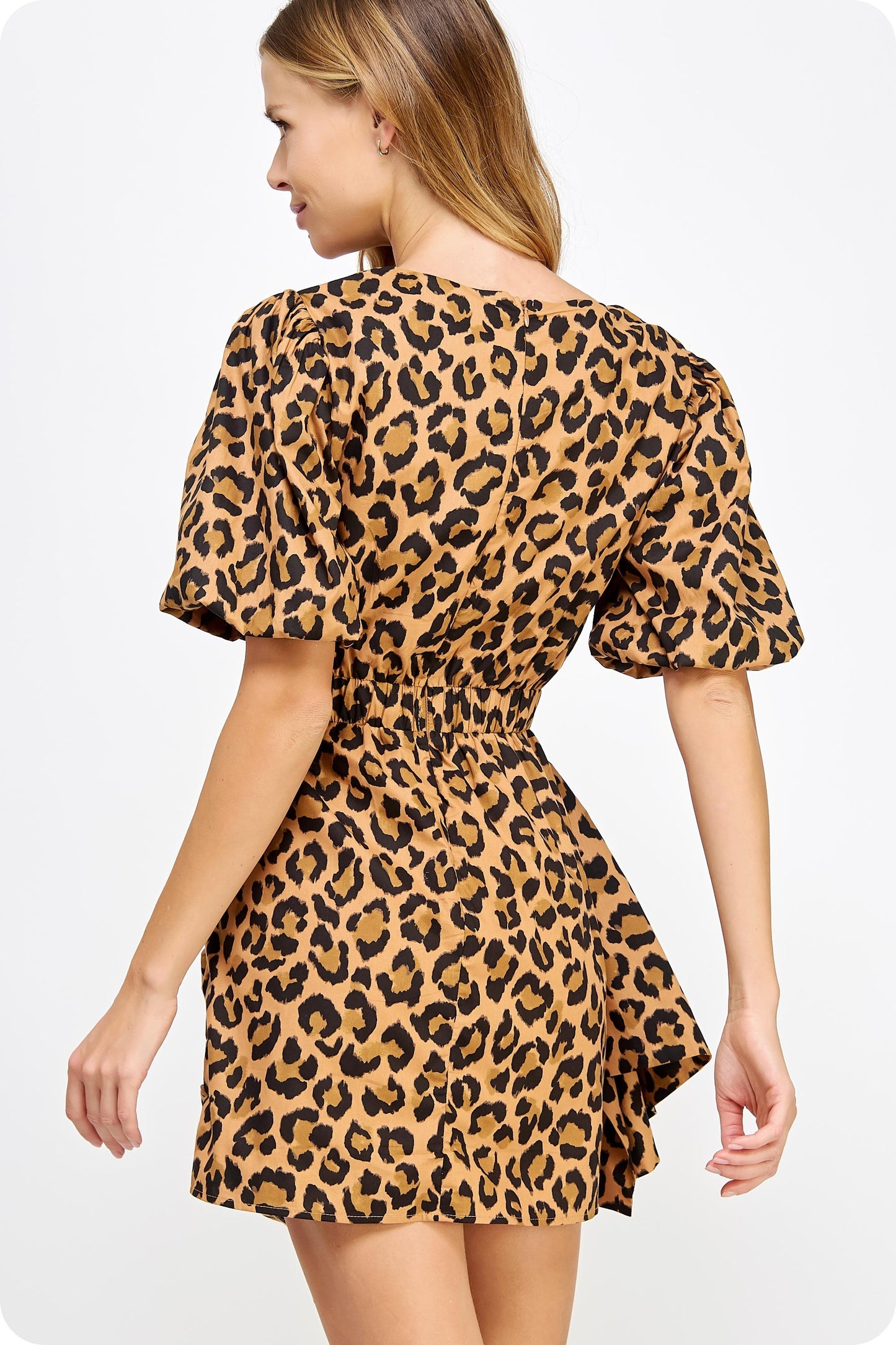 Ruched Leopard Dress