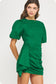 Ruched Short Puff Sleeve Voile Mini Dress