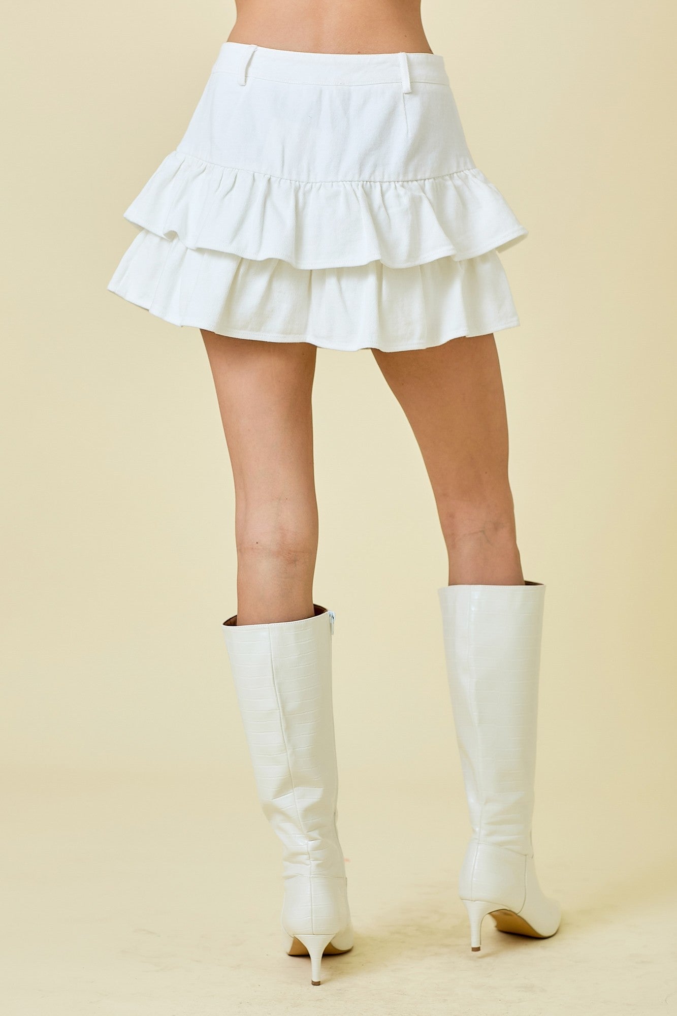 Denim Layered Ruffle Skort